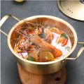 Korean Style Gold Ramen Noodle Pot 18cm / Periuk Mee Korea Emas Korea Ramen Pot Noodle Golden Yellow Aluminium Soup Steel Lid Gold K Drama Bowl. 