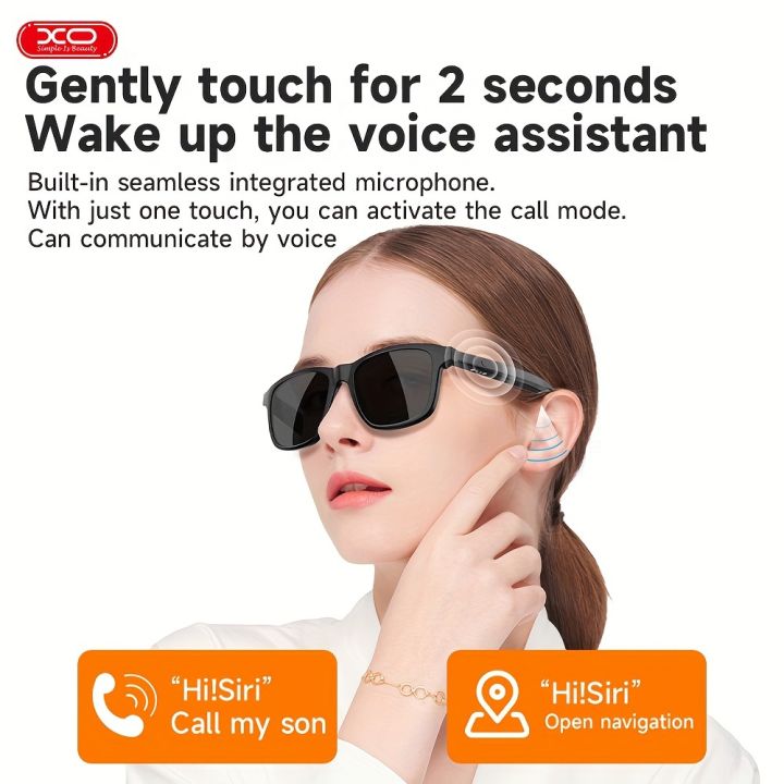 Smart Glasses Listenable Songs, Wireless Headphone Smart Glasses For Phone, Back To School Cool Gifts, 100 Hours Standby Time Battery, Athletic/Outdoor UV Protection With Voice Control