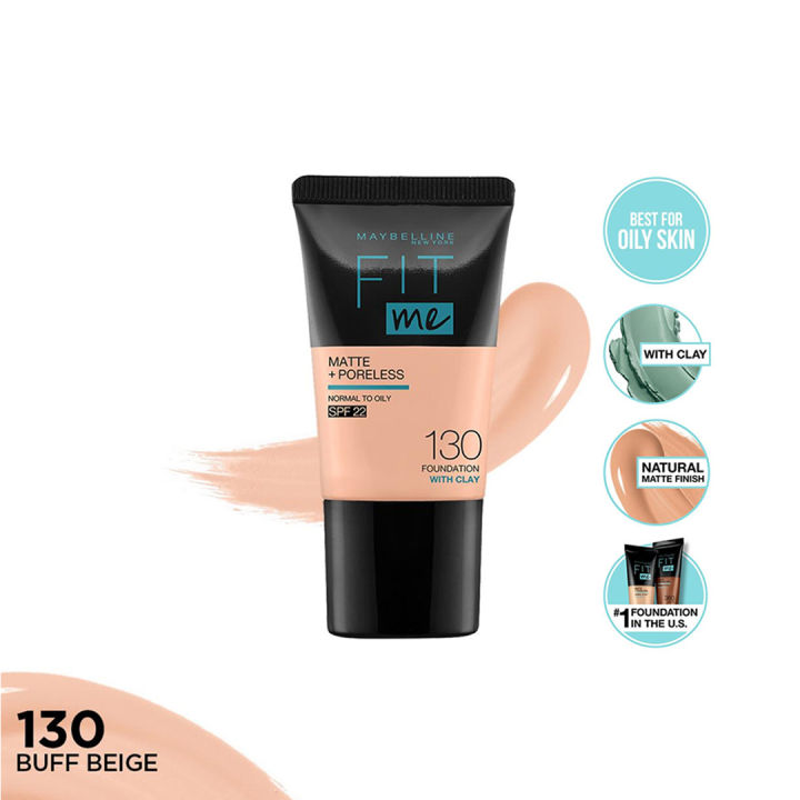 Maybelline New York Fit Me Matte & Poreless Liquid Foundation 18ml Tube - 130 Buff Beige - For Normal to Oily Skin