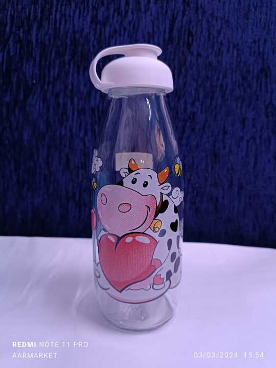 Ziba Cartoon Glass Milk & Juice Bottle For Kids  220 ML Made In Iran