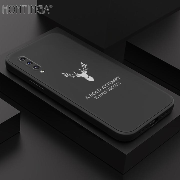 Hontinga for Samsung Galaxy A50 A30S A50S Back Cover Soft Silicone Square ELK Deer Reindeer Phone Cases Camera Shockproof Protection Case