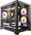 PC Case with 2 Tempered Glass Panels Mini Tower Gaming PC Case Micro ATX Case with 2 Magnet Dust Filters, Gaming Computer Case with USB3.0 I/O Port, Black Without Fans (Manmu M18). 