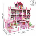 Beautiful Home Dream Become True DIY Assembled Game 4-Storey 11 Rooms and 3 Balconies Huge Big Doll House Villa Playset With Furniture & Accessories Children's Family DIY Pretend Dream House Castle Accessories Assembly Toy Girl Gift - Size Approx. 26 Inch. 