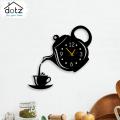coffee cup and kettle design wall clock, clock for kitchen, stylish clock for kitchen, kitchen clock, wooden clock for kitchen. 