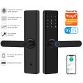 Tuya Smart WiFi Fingerprint Door Lock with Handle – 5 in 1 Unlock via Fingerprint, App, Password, IC Card & Key | Digital Door Lock for Home, Office, Apartment | Mobile App Control | Smart Security Lock. 