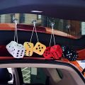 2pcs/set Creative Car Hanging Accessories Styling Pair Multicolor Fuzzy Plush Dice Rear Mirror Hangers Vintage Car Decoration multicoloor. 