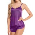 Bihaam - Short Silk Sexy Silky Pajama Set For Women Girl Cami Top And Shorts Premium Matte Satin PJ Set Sexy Nighties For Women Lingerie Sleepwear 2Pcs BI-002. 
