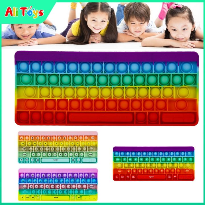AliToys Pop It Fidget Toys Silicone Keyboard Letter Rainbow Macaron Antistress Reliver Stress Popit