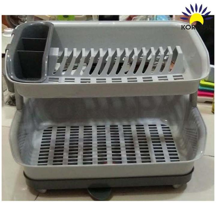 Double Draining Rack Double Layer Drain Dish Kitchen Plate Rack With Water Drainer-Draining ...