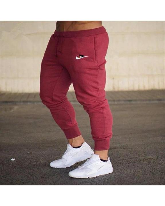 Mens Charcoal Cotton Trouser red color