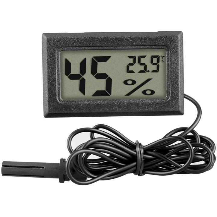 Mini Digital Hygrometer Thermometer Gauge with Probe LCD Display Temperature Fahrenheit Humidity Meter for Incubator, Reptile Plant Terrarium, Humidor, Guitar Case, Greenhouse