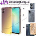 BLKNAIM 4-in-1 NEW For Samsung A06 case Anti-fall Color phone case + Matte Ceramic Film +Carbon Fiber Back Film +Lens Film. 