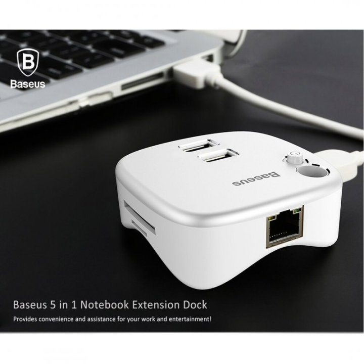 BASEUS  Notebook Expansion Dock 5 In 1 Multi function Extention - WHITE
