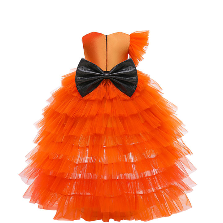 Little%20Girls%20Halloween%20Princess%20Dress,%20Pumpkin%20Printed%20Back%20Zipper%20Large%20Bowknot%20Layered%20Mesh%20Patchwork%20Irregular%20One-Piece%20-%20Image%202