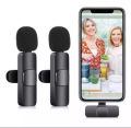WIRELESS MIC K9 Dual Microphone Mic Plug & Play USB Type C MIC Plug Wireless Lavalier Microphone | Mini Lapel Microphone Wireless Mic For Recording YouTube_Facebook_ Interview Auto Sync Noise Reduction NO APP or Bluetooth Needed- Dual Mic. 