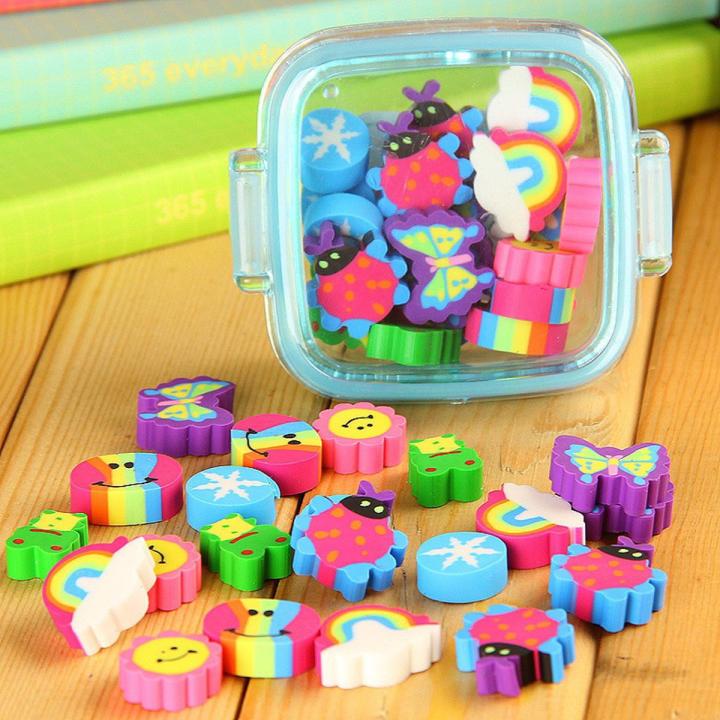 20Pcs/Set Cute Rubber Eraser Kid Gift School Supplies Stationery Borracha Material Escolar Utiles Escolares Papelaria