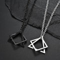 Geometry Interlocking Square Triangle Male Pendant for Men Alloy Modern Trendy Geometric Stacking Street wear Necklace. 