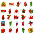 50Pcs Chili Pepper Hot Spicy Cute Cartoon Waterproof Vinyl Stickers for phone Water Bottles Laptop Suitcase. 