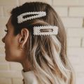 White pearls Pins, Pack of 2 metal and Pearls Hair Clip Fancy For Women, girls Hair Accessories. 