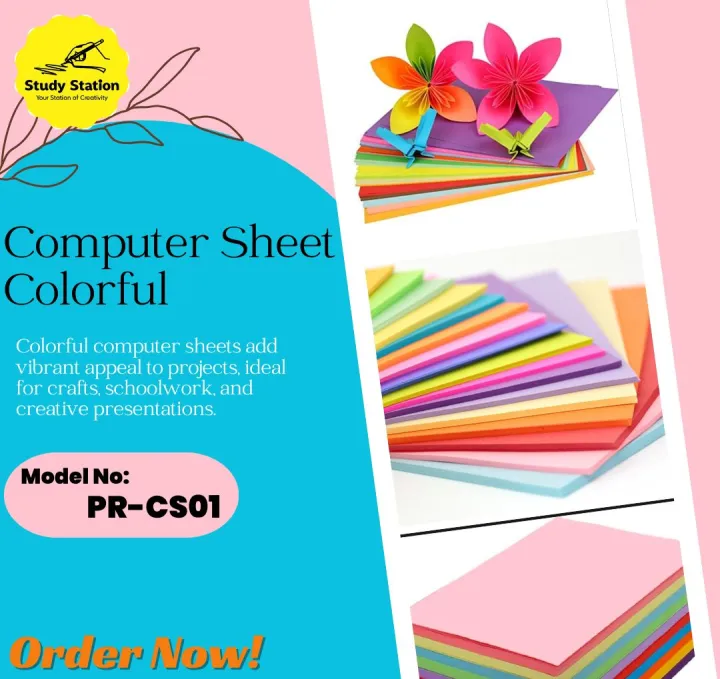 Color Paper Pack of 100 Colorful Sheets – Premium Colourful Computer ...