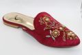 Embroidery Flat Pumps for Women – Multicolor Handwork, Black Velvet. 