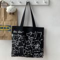 Canvas Bags Handbag for Women Shopper Cute Cat Tote Bag with Zipper Designer Bag Japanese Style Cartoon Small Shoulder Bags House Foocus. 