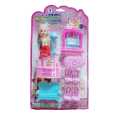 09 Piece Barbie doll furniture bedroom sets toy for kids Baby doll, Bed with side table, Dressing table, Bath tap, Wash basin and  Commode Etc Colorful And Leaning and education Doll set for girls (Aizal Mall). 
