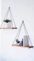 Pack of 2 Hand Crafted Wall Hanging Shelves, Rope Floating Shelves - Shelves for Bedroom - Floating Shelves for Wall - Plant Shelves for Indoor Wall - Bedroom Wall Decor. 