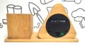 Techmanistan Wooden Digital Triangular Shape Desk Clock With Pen Holder, Alarm Clock with Stationery Holder, LED Wooden Alarm Clock, Desktop Clock, Stationery Holder, Pen Holder. 