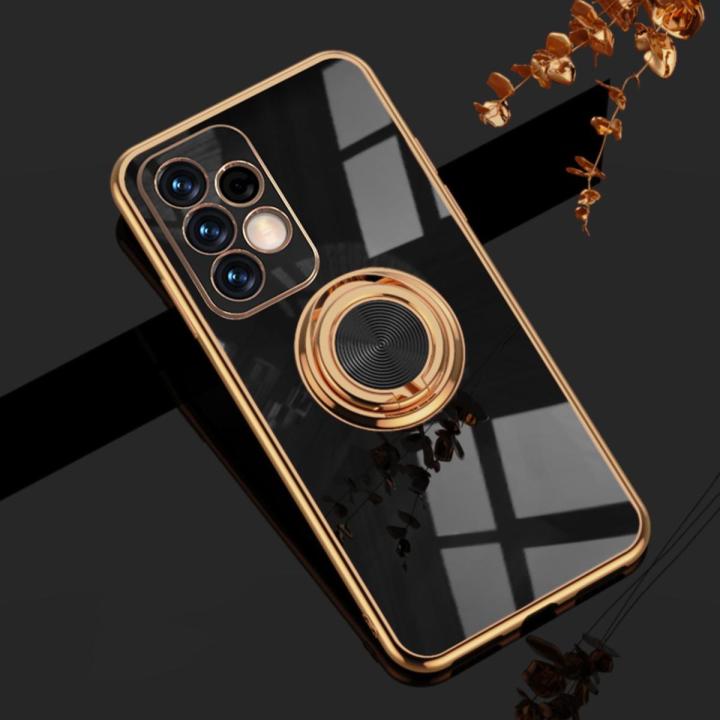 For Samsung Galaxy A32 5G Luxury Electroplating Soft TPU One-piece Shell with Ring is Compatible case