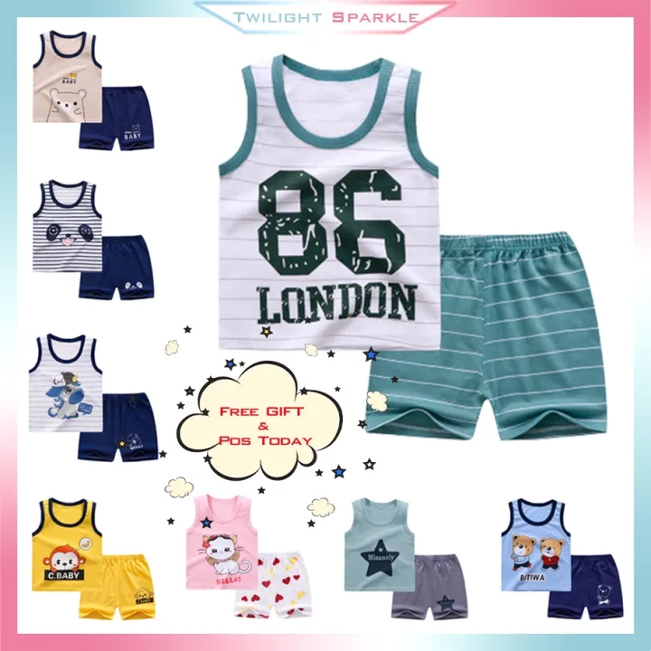 TS%20Baju%20Baby%20Girl%20Boy%20Suit%20Vest+Shorts%20Korean%20Style%20Among%20Us%20Cute%20Dinosaur%20Cotton%20Print%20Ready%20Stock%200-5Y%20-%20Image%203