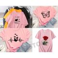 Pack of 4 Pink Printed Summer Half Sleeves T-Shirts for girls and Women. 