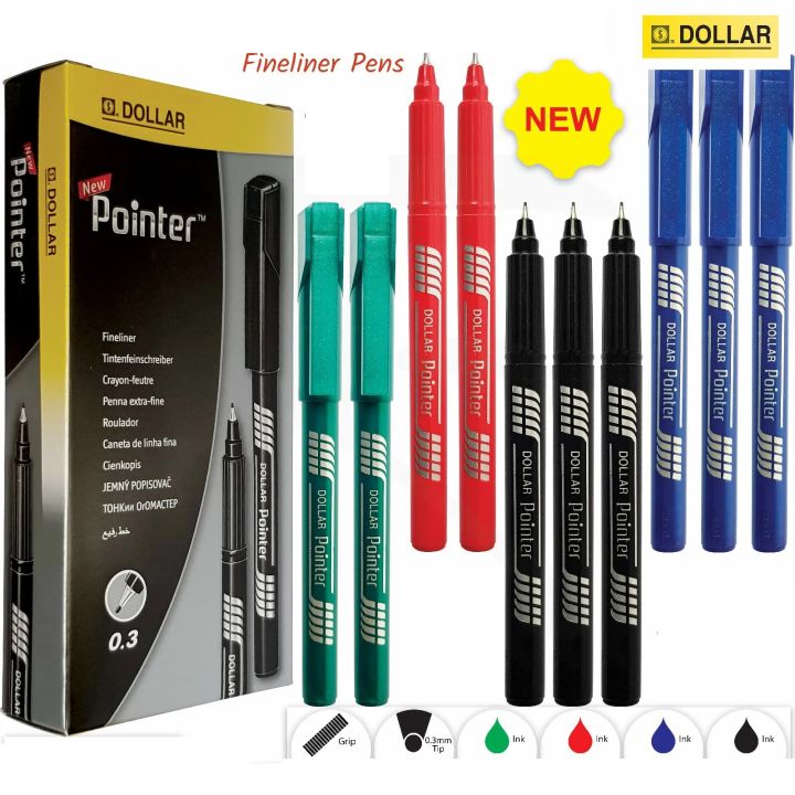 DOLLAR Pointer Fineliner Pens Fine Line Draw Write Felt Tip  0.3mm for Writing - Doodling - Coloring - Zendela Mandala