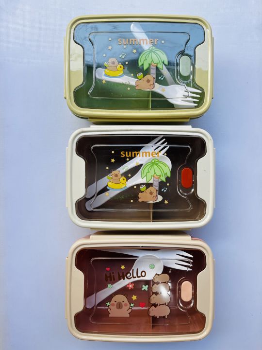 Kids Lunch Box with Spoon & Fork Plastic & Stainless Steel Lunch Box ...