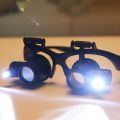 10X 15X 20X 25X Double Eye Loupe Head Wearing Magnifier Eye Glasses Loupes with LED Light Headband Jeweler Watch Repair Loupe. 