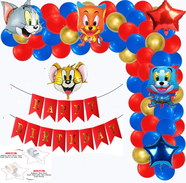 61pcs tom & jerry balloons decoration kit for birthday party decorations