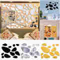 12pcs/set 3D Self Adhesive Stones Elliptical Mirror Acrylic Wall Stickers Pebble Decals ornaments. 