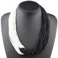 Claire Jin Handmade Small Beads Contrast Color Two Tones Necklace Women Fashion Multi Layer Vintage Necklaces Bohemian Jewelry. 