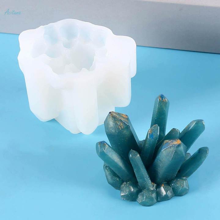 Crystal Resin Mold, Crystal Cluster Mold Resin Silicone Mold Casting Mold for Polymer Clay DIY Craft Decoration , 7.5x5.5x5.5cm