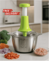 Stainless Steel Push Chooper, Hand Pat Chopper Food Processor, Hand Push Chopper Machine, Press Start, Home Appliances - Small Kitchen /Handheld Vegetable Chopper / Mincer / Mixer / BlenderFruits - Onion / Garlic Chopper - Payaz Cutter. 