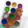 Pack of 12 Chunky Glitters for Eyes and Nails / PREMIUM GLITTERS FOR EYE MAKEUP JEL GLITTER WET GLITTER  EYE SHADOW GLITTER. 