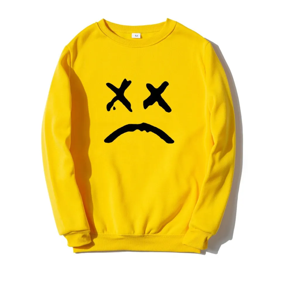 Round Collar Without A Hat Men Sweatshirt Lil Peep Hoodies Happy Smiling Face Print Fleece Pullover Hoodie Men Women Streetwear Daraz.pk