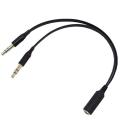 3.5mm TRRS Female to Dual 3.5mm Male Y Splitter Cable for Headset Microphone Audio Sound Conversion Gold Plated Connector for PC and Laptop. 