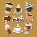 Coffee Sticker - 9 Stickers cute Doodle Stickers - Funny Coffee Sticker - size 2 Inch x 2 Inch Each sticker size. 