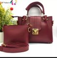 Ladies Soft PU Leather Handbag with Small Carry Pouch and Adjustable Shoulder Strap. 