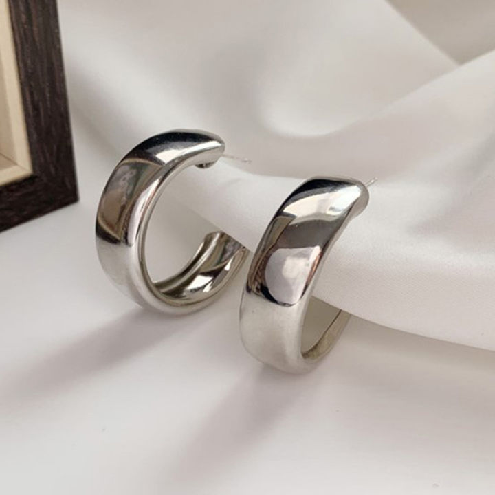 1pair%20Trendy%20Simple%20Silver%20Color%20Hoop%20Earrings%20For%20Women%20Girl%20Gold%20Circle%20MJ%20-%20Image%206