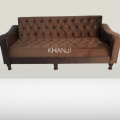 Sofa Combed Aram Design  3 Seater Stylish Emboss Tufting Brown Valvet & Colour Can be Customised {{ Special offer } Available. 