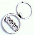 Audi Car Logo key Ring Gift Chrome Plated Metal Key Chain pack of 1. 