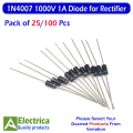 1N4007 Diode General Purpose Diode 1000V 1A for Rectifier in Power Supplies by Electrica. 