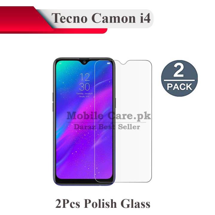 2Pcs Tecno Camon i4 Tempered Glass Screen Protector Polish Glass For Camon i4